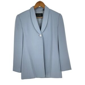 Vintage Linda Allard Ellen Tracy Women Blazer 6 Petite Single Button Light Blue